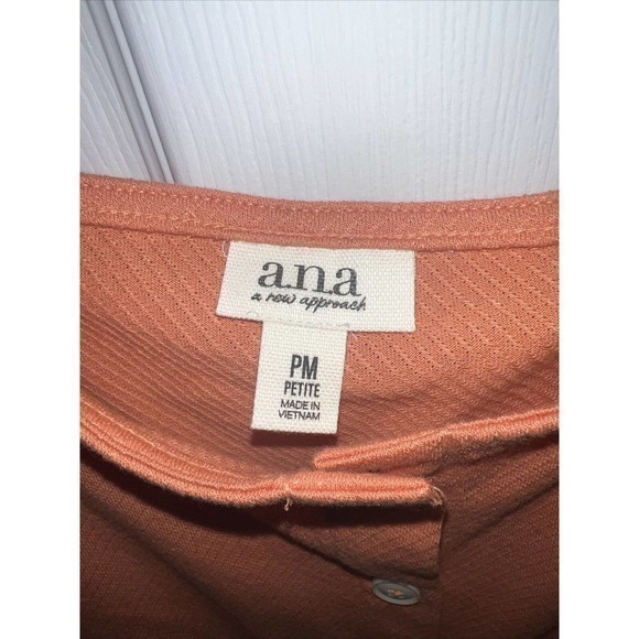 A.N.A. Women's Size PM Button Front Wide Ruffle Strap Orange Tank Top Blouse. - Picture 3 of 4